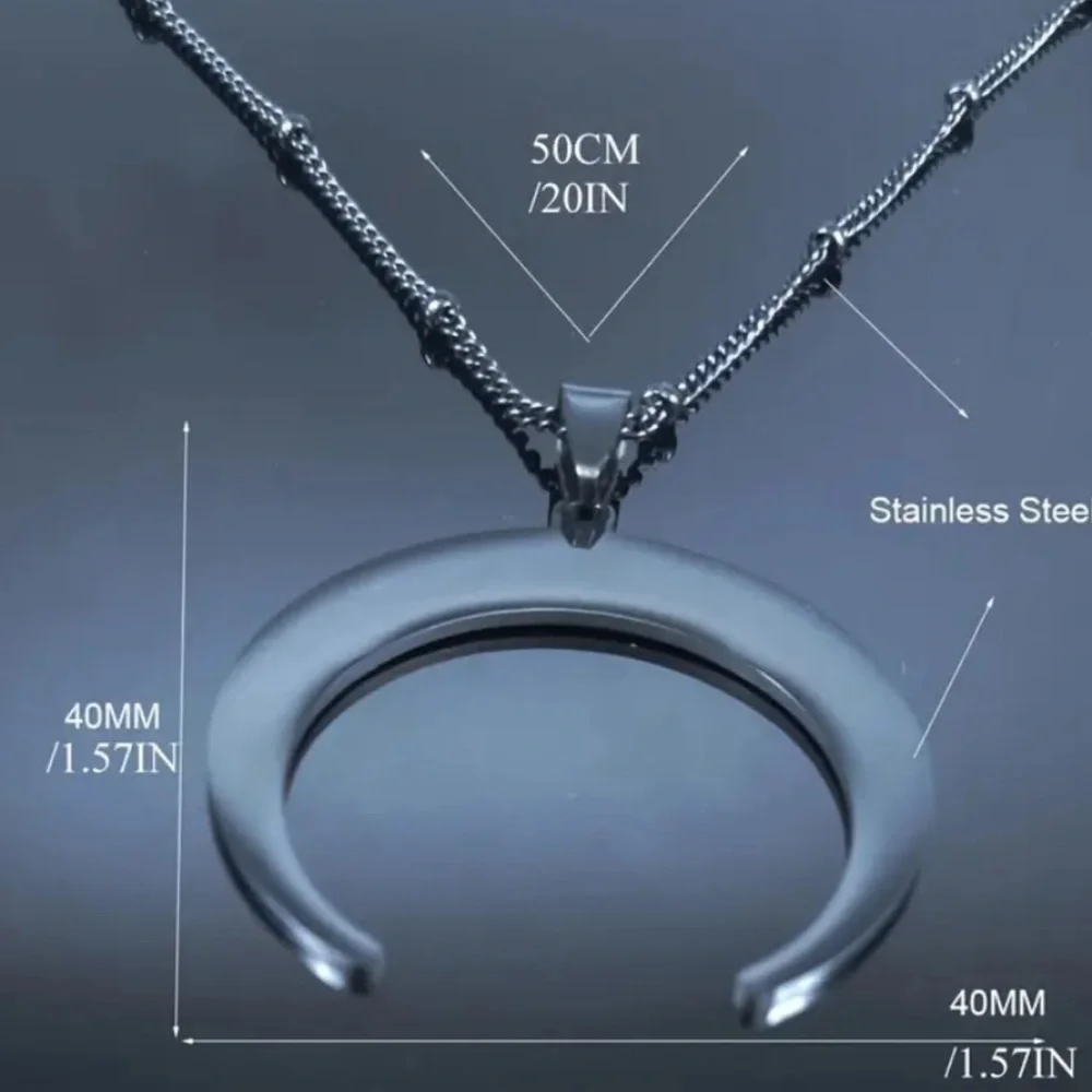 Large Black Goth Moon Pendant Necklace - Picture 7 of 7